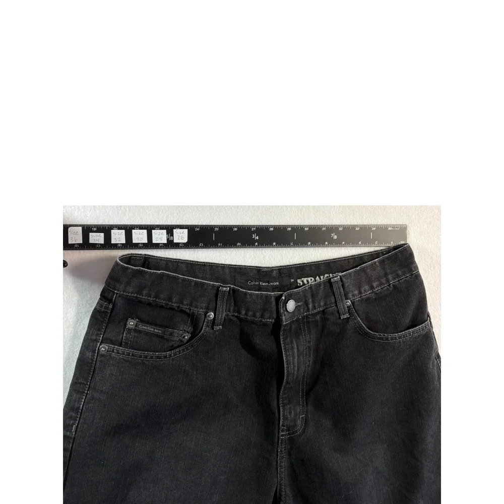 Calvin Klein Jeans Mens 34 Black‎ Denim Stretch Dark Wash Straight Leg Outdoor